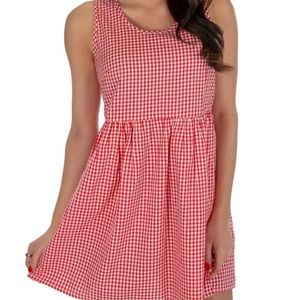 🆕Lauren James Red Seersucker Plaid Bow Dress